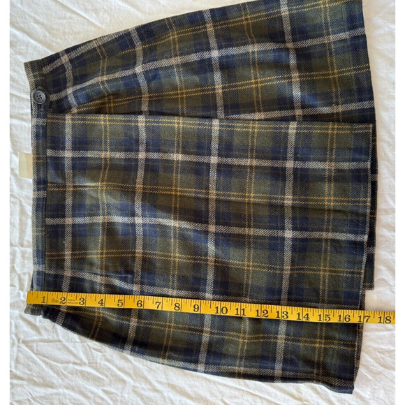 Vintage Y2K Blue Green Plaid Wool Blend Sz 6 Mini Skirt Wrap Old Navy - Picture 6 of 8